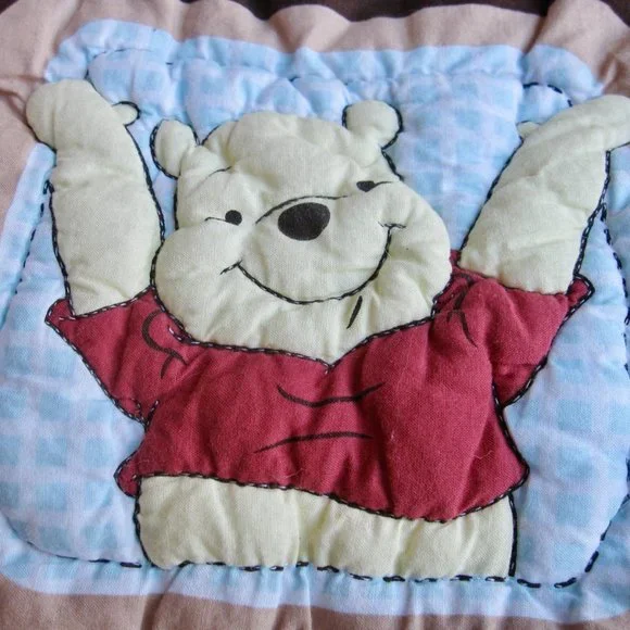 Vintage 90s Disney Winnie the Pooh Baby Comforter Patchwork Design Piglet Tigger